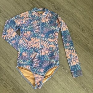 Crewcuts Sz.14 Girls' zip-up Lined rash guard one-piece Swimsuit NEW $65
